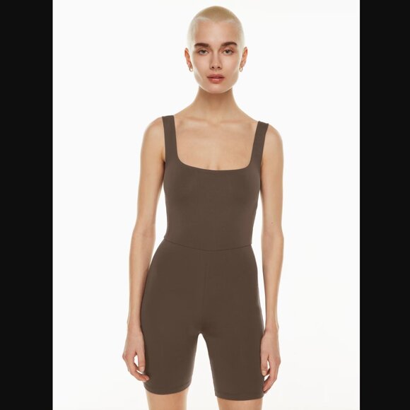 Aritzia Babaton Contour Squareneck Romper in Coffee Bean - Picture 8 of 12